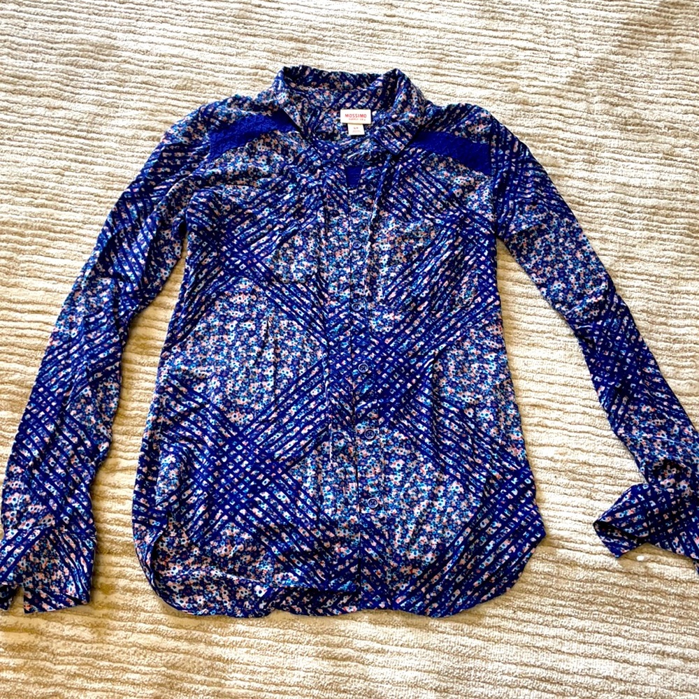 Blue floral button down.